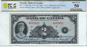 1935N BOC 2h BC-3AVAԍ A847012 OSB/Tow PCGS AU 50 p / GbŴ킸Ȕj