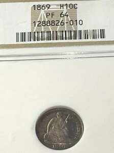 1869 �N�č������ǔ��s�� Seated Liberty Half Dime NGC/ANACS PR64�A���̃O���[�h�ł͒����A!