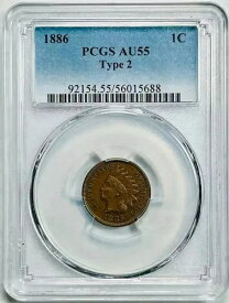 1886年 P スモールセント インディアンヘッド ペニー PCGS AU-55 BN ブラウン タイプ2