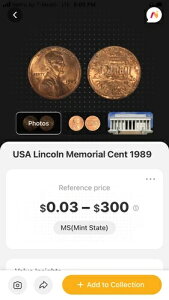 1989年 アメリカ リンカーン記念館 1セント銅貨 - 希少!ミントマークなし流通