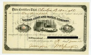 TACOMA LIGHT AND WATER COMPANY �����ؖ��� #27 1885 JOHN W SPRAQUE �󏭕i!