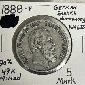 1888 F �h�C�c 5 �}�[�N .900 �V���o�[ �������e���x���N KM#623 �� �L�[ �f�[�g 49k ����!