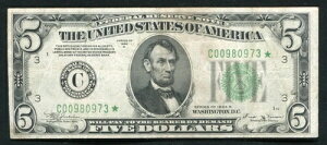 FR. 1958-C* 1934-B $5 *STAR* FRN �t�B���f���t�B�A�A�y���V���o�j�A�B ���ɗǍD 4�̊��m�� *��*