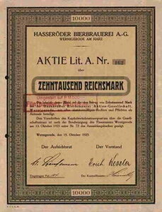 Hasser?der Bierbrauerei AG 1923 ���F���j�Q���[�f �n���c �n���o�[�V���^�b�g VEB �}�N�f�u���N 10000-