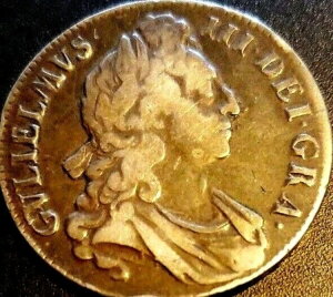 1695年 ウィリアム3世 英国製 6ペンス銀貨 VGコンディション 希少コイン
