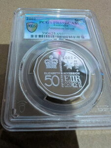 2002N QEII 50Zg GUxX250NLO Vo[ v[t PCGS PR69