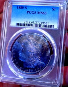 ���[�K�� �V���o�[ �h�� 1880 S PCGS MS 63++++ �l�I�� �p�[�v�� �����X�^�[ �J���[ �����A!!