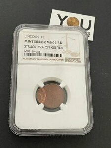 アメリカ リンカーン 1セントコイン ミントエラー 中央75%オフ - NGCグレード 65RB 超レア