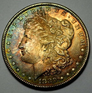 1880-S UNC MS �����K���E�_���[ �V���o�[ ���A �i�`������ �����X�^�[ �g�[�j���O �L�[�f�C�g�R�C��