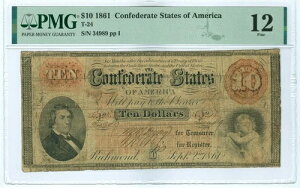 T24 PF-8 R10 1861 $10 AJA CSA S/N 38961 PMG 12 