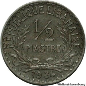 FF0053 レア レバノン レバノン 1/2 ピアストル 1934 パリ NGC MS62 -> オファーする-