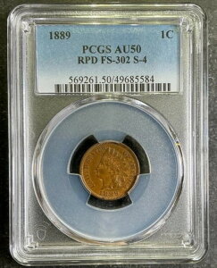 PCGS AU50 1889 1/1 89/89 �C���f�B�A���w�b�h�Z���g �� 3�� MPD & RPD FS-302 S-4 �X�m�[ 4 S1