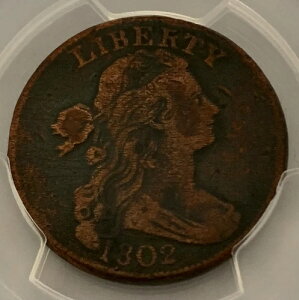 1802年ドレープバストラージセント、希少S-228 1/000種類、PCGS F詳細、傷あり