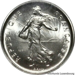 S7068 レア 5 フラン エッサイ セムーズ 1970 PCGS SP67 GEM BU -> オファーする-
