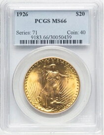 1926 年、20 ドル ゴールド セント ゴーデンズ ダブル イーグル、PCGS、グレード MS66 - 明るい光沢!