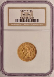 1859-S 5h oeBS[h n[tC[O NGC XF40 (100mĂ) 1933NȑŐ