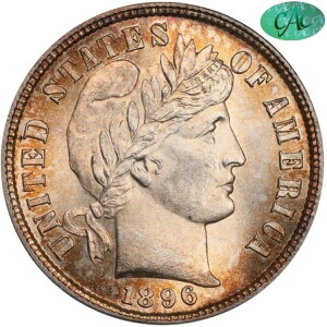 1896-S 10C MS65+ PCGS CAC �g�[���J���[ �o�[�o�[�_�C��