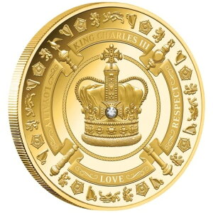 1オンス ニウエ 金貨 戴冠式 チャールズ3世 - ダイヤモンド付き 2023年 プルーフ -