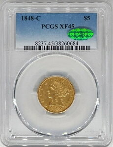 1848-C 5�h������ ���o�e�B�w�b�h PCGS XF45 CAC �S�[���h �n�[�t�C�[�O�� 38260684