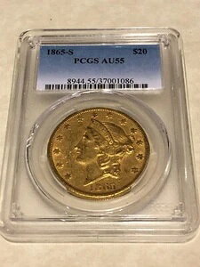 1865-S $20 PCGS AU55 oeB_uC[O ڎmFς ǍDȑō
