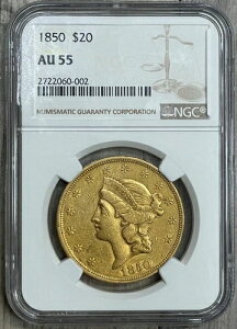 1850�N P $20 ���o�e�B�w�b�h �_�u���C�[�O�� NGC AU-55�A���i�ʃZ�~�L�[�f�[�g�R�C��