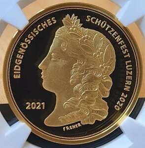 2021�N �X�C�X �X�C�X�V���[�e�B���O�t�F�X�g 500F �S�[���h�R�C�� Hab-113a NGC PF70UC