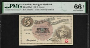 XEF[f 5N[i 1952 PMG 66 EPQ UNC sbN # 33ai V[YS