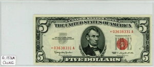 1963年 5ドル 法定通貨 スターノート Fr#1536* 状態:Choice UNC *03638331A