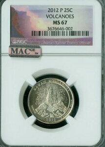 2012 P VOLCANOES PARKS QUARTER NGC MS67 PQ 2ND FINEST GRADE MAC SPOTLESS B