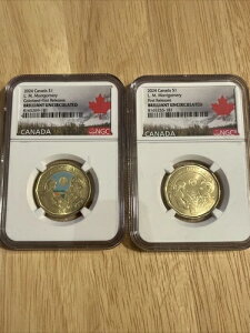 2024年 1ドル カナダ NGC ブリリアント UNC L. M. モンゴメリー ルーニー ドル 2枚セット