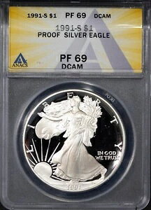 1991-S $1 �V���o�[ �A�����J���C�[�O�� PF68DCAM ANACS # 7668321 + �{�[�i�X