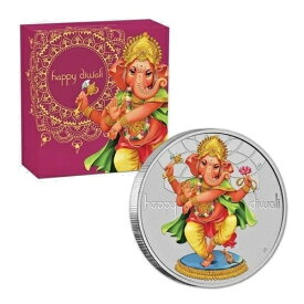 ツバル - 「ガネーシャ神〜ハッピーディワリ」1オンス シルバー プルーフ コイン 2018 !