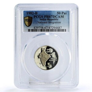 �C���h 50�p�C�T ���Ɠ����n�} �� PR67 PCGS CuNi �R�C�� 1982