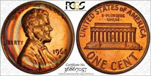 1968�N S �����J�[�� �Z���g�v���[�t 1C PR66 RD PCGS PF66 ���C���{�[�g�[�� �S�[���h�V�[���h SKU3282