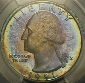 �g�[���t�� PCGS PR67CAM 1991 S ���V���g�� �N�H�[�^�[ 25�Z���g �u���[ �p�[�v�� �S�[���h �J���[ �v���[�t