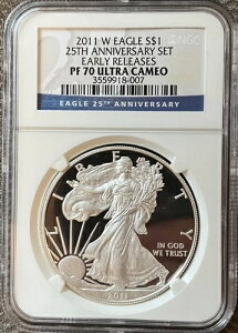 2011 W $1 �V���o�[�C�[�O�� �A�[���[�����[�X 25���N�L�O �E���g���J���I NGC PF 70 ER