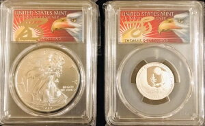 シルバーイーグル&クォーター 2枚セット トーマス・クリーブランド イーグル グレード MS70 & PR70 #211