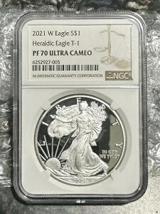 2021 W �V���o�[�C�[�O�� $1 ��͕t���C�[�O�� �^�C�v1 Pf70 �E���g���J���I NGC �u���E�����x��