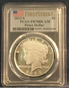 2023�N S�v���[�t 1�h�� �s�[�X�V���o�[ �_���[ PCGS PR70DCAM FS �t���b�O���x��