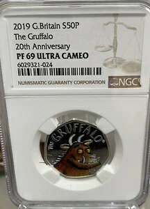 NGC �O���[�h PF69 UC 2019 The Gruffalo 2019 �p�� 50 �y���X �V���o�[ �v���[�t �R�C�� ���C���� �~���g�B