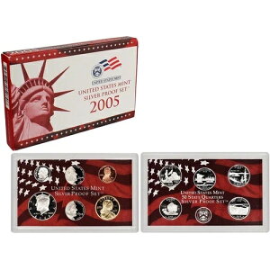2005年 米国製 宝石カメオ シルバー 11ピース プルーフセット COAとパッケージ付き
