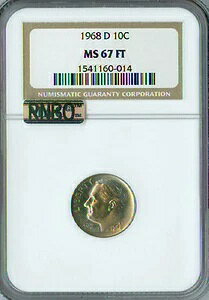1968 D ���[�Y�x���g �_�C�� NGC MS67 FT MAC RNBO ���C���{�[ 2ND �ō����O���[�h �X�|�b�g���X�B