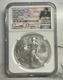 2021 T-1 シルバーイーグル NGC MS 69 リバティコイン レーガン法