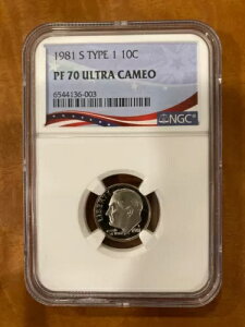 1981�N S�^�C�v1 ���[�Y�x���g �_�C�� 10�Z���g NGC PF70 UCAM ~ �v���[�t ���i��