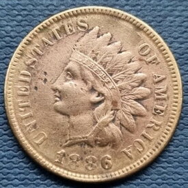 1886年 タイプ1 インディアンヘッド セント 1セント 優良グレード VF - XF 詳細 #67730