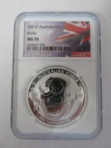 2021N P $1 I[XgA Vo[ RA NGC MS 70...x (1 Tr. Oz .9999 Vo[)