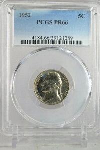 PR66 1952�N �W�F�t�@�[�\�� �j�b�P�� PCGS �O���[�h 5C �v���[�t ���Ɋ󏭂Ȗ����ʃR�C��