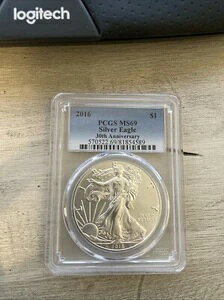 ? 2016�N �A�����J�� �V���o�[ �C�[�O�� PCGS MS69 �Ӓ� 30���N�L�O