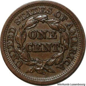 G5293 希少 アメリカ合衆国 1セント ブレイデッドヘッド 1851/81 -> オファーする -
