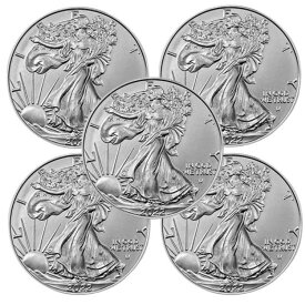 2022年アメリカンシルバーイーグル1ドルコイン 5枚セット BU